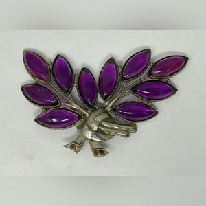 Vintage 1960s Purple Bird Brooch Mid Century Statement Costume Jewelry